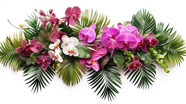 Arrangement floral de buisson de plantes tropicales avec des feuilles tropicales