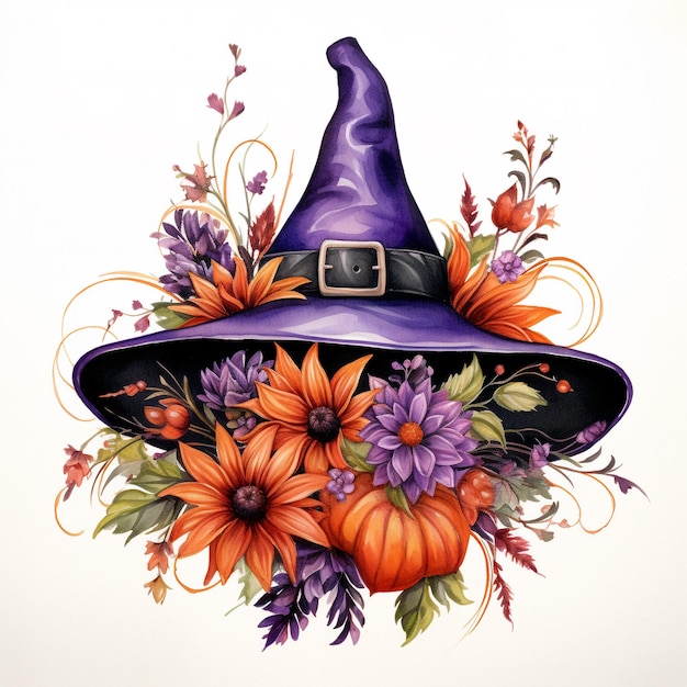 Arrangement floral chapeau de sorcière