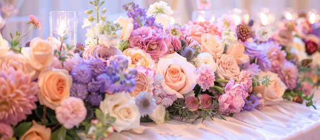 Arrangement floral de mariage pour le dîner de réception et la célébration