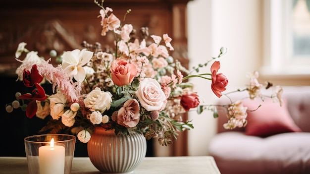 Photo arrangement floral avec des plantes et des fleurs botaniques d'automne d'hiver ou de début de printemps