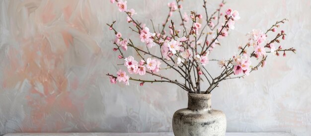 Arrangement floral de printemps avec des fleurs de cerisier dans un vase