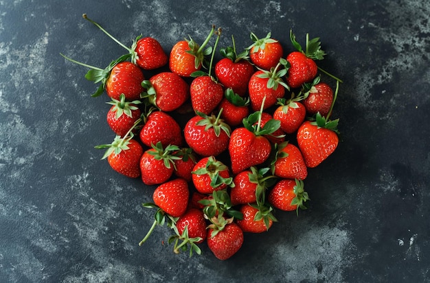 Photo un arrangement de fraises en forme de cœur sur la table