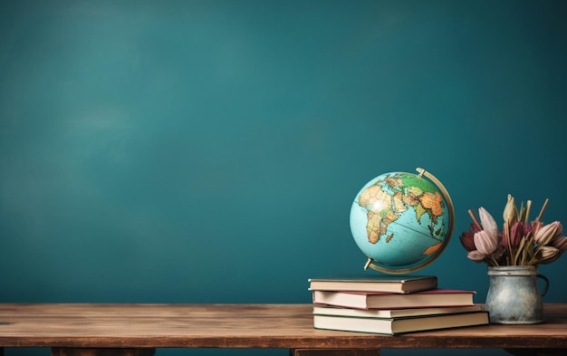 Arrangement de la journée d'éducation sur une table avec un espace de copie