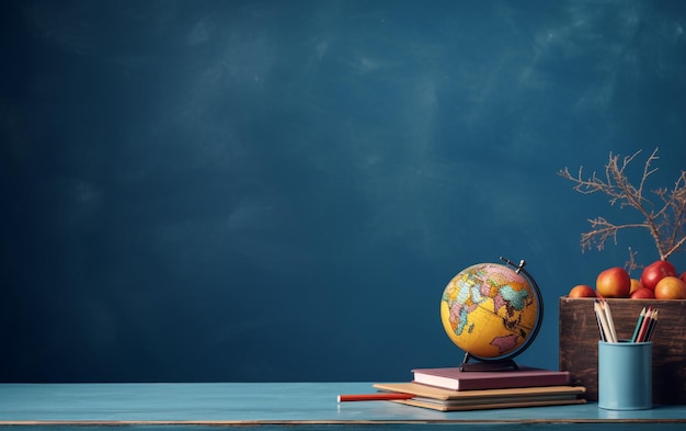 Arrangement de la journée d'éducation sur une table avec un espace de copie