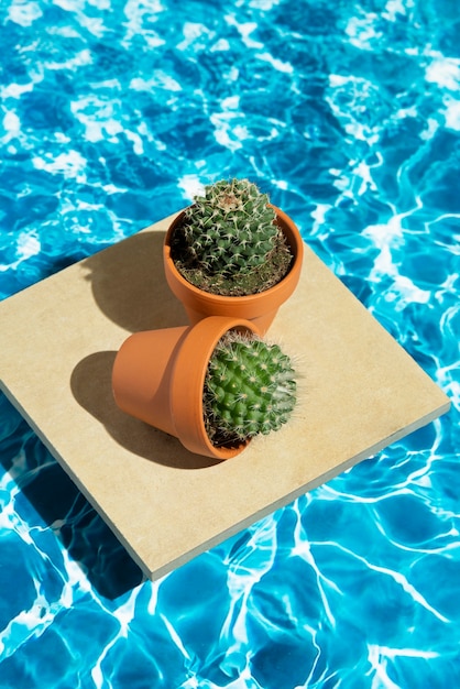 Photo arrangement de plantes cactus nature morte