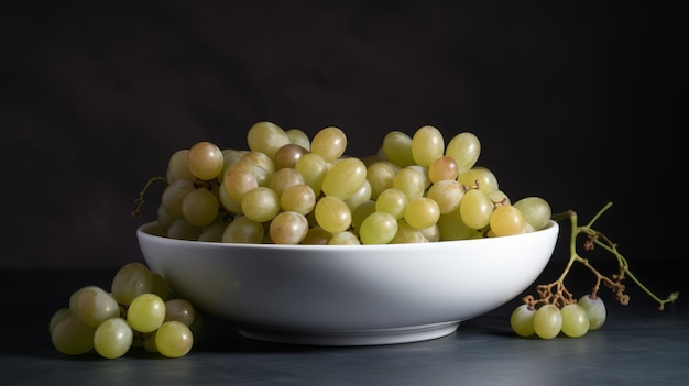 Un arrangement de raisins blancs vierges dans une IA minimaliste générée