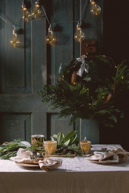 Arrangement de table de Noël ou de nouvel an