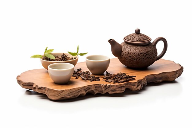 Arrangement traditionnel de thé japonais isolé sur un fond transparent