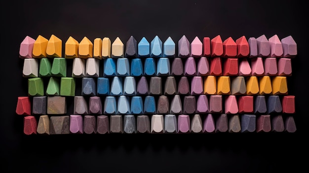 Un arrangement visuellement attrayant de craies de billard de différentes couleurs