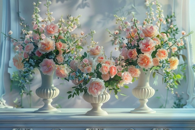 Des arrangements floraux exquis dans d'élégants vases