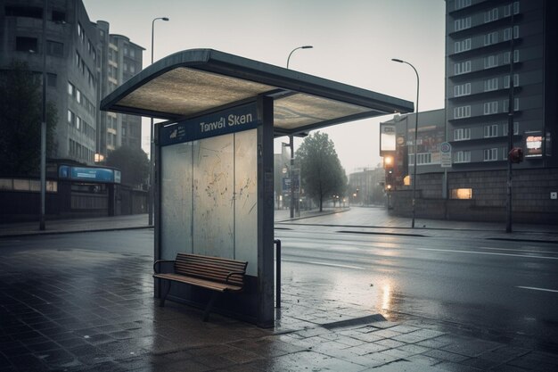 Photo arrêt d'autobus vide billbord