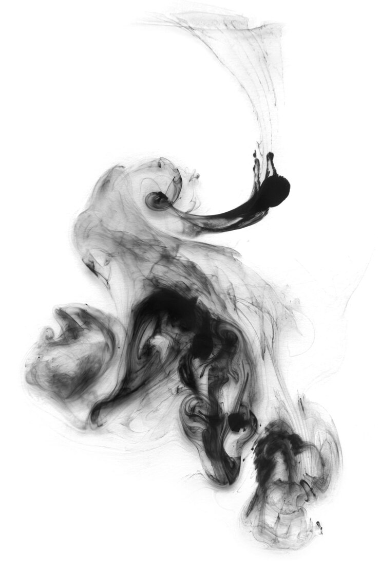 Photo arrière-plan abstrait en aquarelle noire et transparent en png