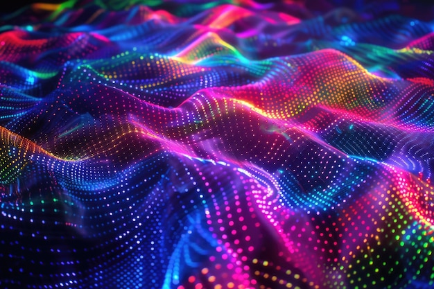 Arrière-plan abstrait au néon holographique coloré avec des ondes pastel