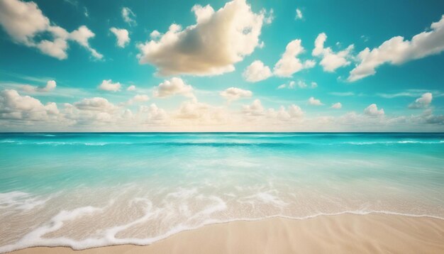 Arrière-plan abstrait axé plage d'été tropicale avec du sable doré océan turquoise et ciel bleu