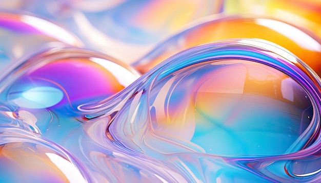 Photo arrière-plan abstrait coloré avec des bulles colorées et des tourbillons de liquide ia générative