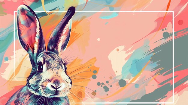 Photo arrière-plan abstrait coloré avec un lapin mignon