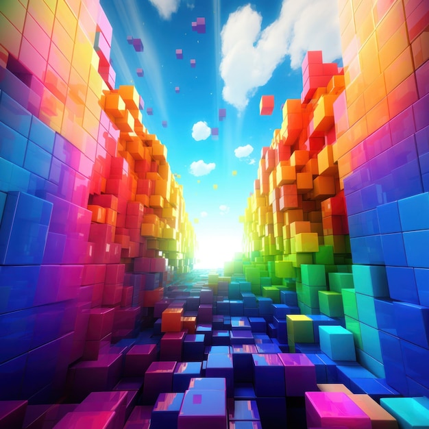 Arrière-plan abstrait avec des cubes lumineux colorés
