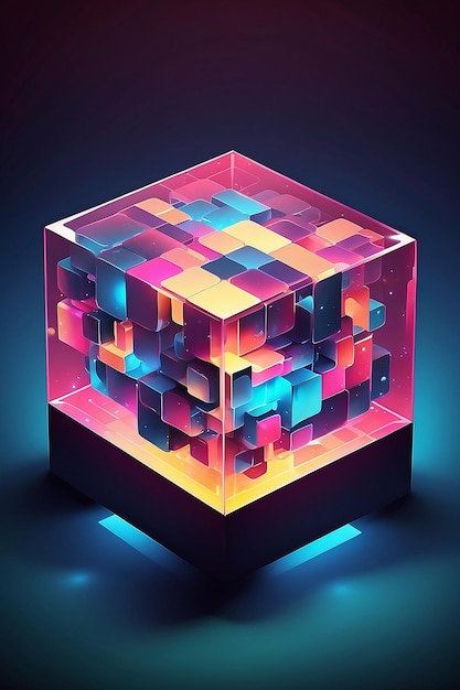 Arrière-plan abstrait du cube lumineux