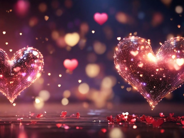 Arrière-plan abstrait du jour de la Saint-Valentin avec des lumières défocalisées bokeh