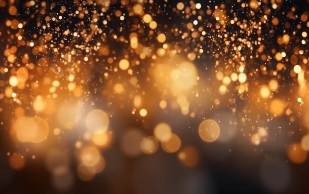 Arrière-plan abstrait avec effet bokeh doré étincelant particules de poussière magique magique