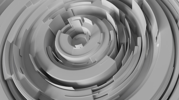 Arrière-plan abstrait fait d'arcs tournés au hasard avec une hauteur différente, rendu 3d