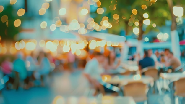 Arrière-plan abstrait flou d'un café ou d'un restaurant en plein air Café en plein air avec des tables une IA générative