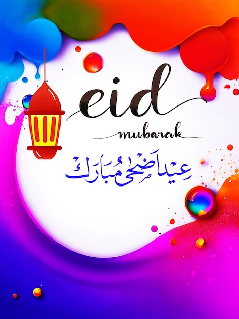 Arrière-plan abstrait fluide et coloré Eid Mubarak génératif ai
