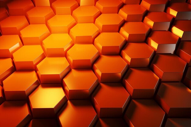 Arrière-plan abstrait en forme d'hexagone orange créatif