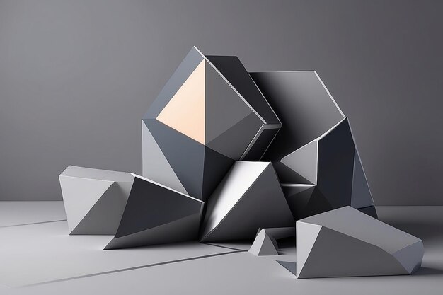 Arrière-plan abstrait gris avec des formes géométriques Arrière-plans à la mode avec la couleur Ultimate Grey et illuminant de l'année 2021