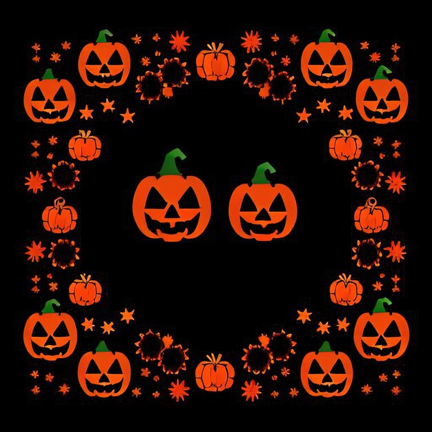 Arrière-plan abstrait d'Halloween avec des citrouilles orange des squelettes des crânes et des fantômes