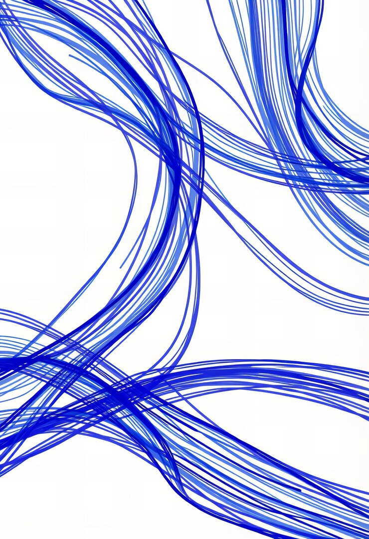 Photo arrière-plan abstrait avec des lignes bleues et violettes ondulées sur un fond blanc
