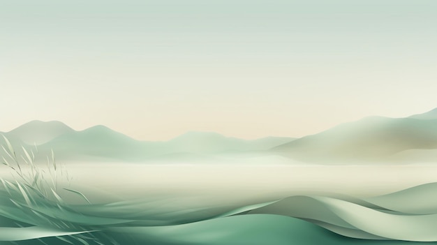 un arrière-plan abstrait avec des montagnes et du ciel derrière dans le style de paysages marins réalistes cyan clair et beige clair brume douce