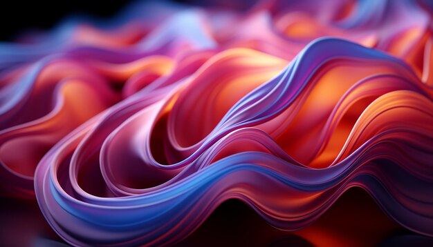 Photo arrière-plan abstrait avec un motif d'onde multicolore coulant une fractale moderne générée par l'intelligence artificielle