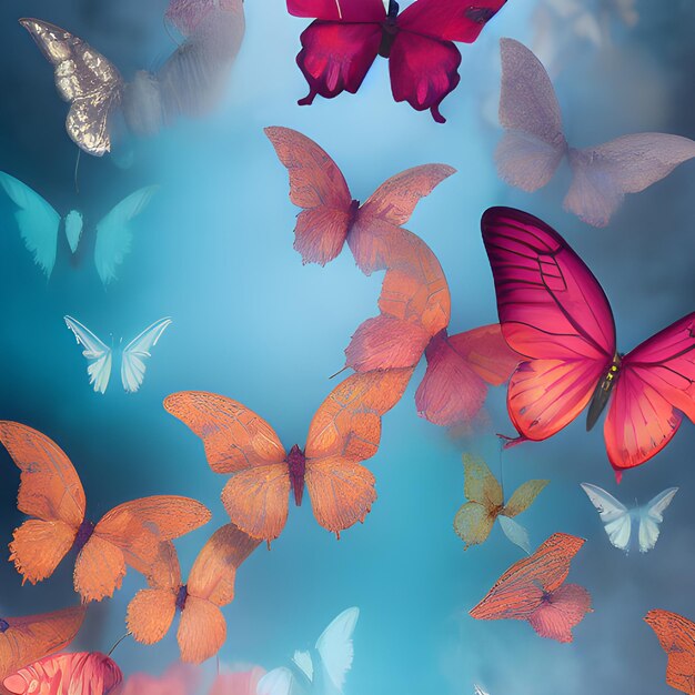 Arrière-plan abstrait de papillon avec beaucoup de motifs d'éléments aléatoires de papillon différents
