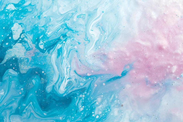 Photo arrière-plan abstrait de peinture acrylique bleue et rose en gros plan dans l'eau