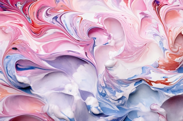 Arrière-plan abstrait de peinture acrylique dans les couleurs rose bleu et blanc Texture de marbre liquide