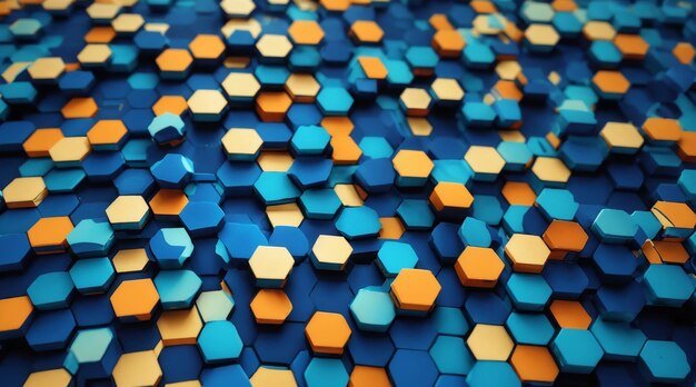 Arrière-plan abstrait de petits hexagones en couleurs bleues