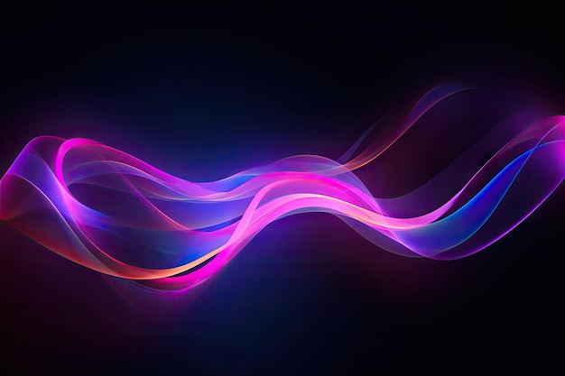 Arrière-plan abstrait des rubans ondulés au néon colorés brillant dans la lumière du spectre ultraviolet