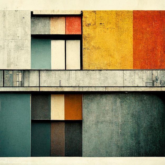 Arrière-plan abstrait de style Bauhaus Esthétique à la mode Conception d'architecture Bauhaus Art numérique