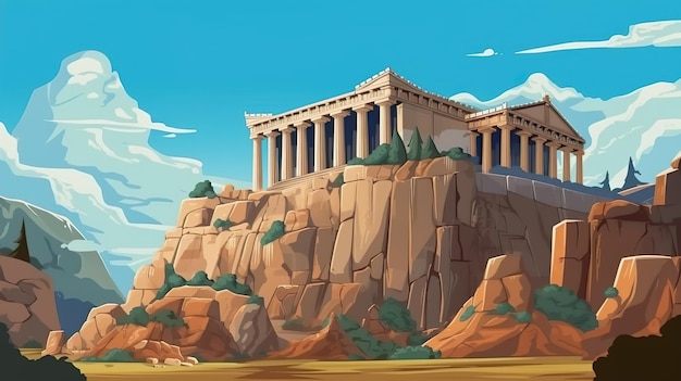 Arrière-plan abstrait Temples grecs Bannière captivante qui rend hommage à la riche histoire des temples grecs sur un arrière-plan époustouflant AI générative