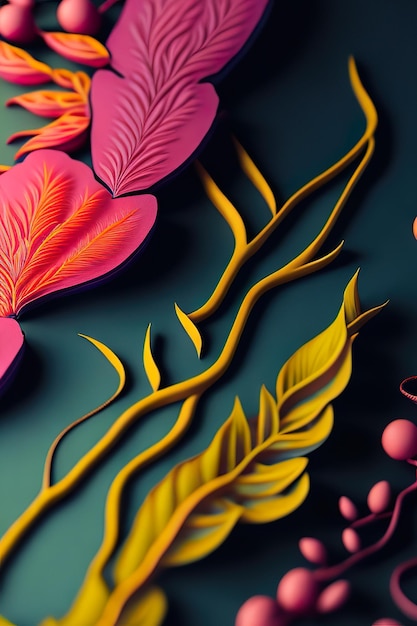 Arrière-plan abstrait tropical coloré IA générative