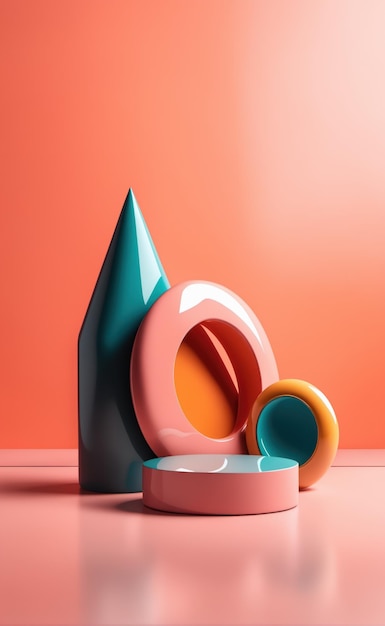 Arrière-plan abstrait avec une variation de formes en céramique style rétro futuriste couleurs vives
