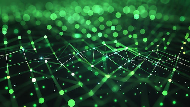 Arrière-plan abstrait vert élégant avec structure de plexus rendu 3D
