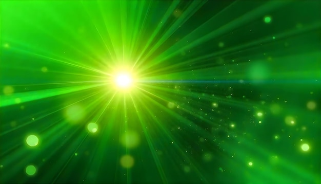 Arrière-plan abstrait vert avec des rayons lumineux