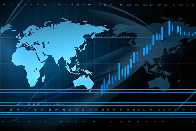 Arrière-plan des affaires mondiales avec un graphique boursier en bleu