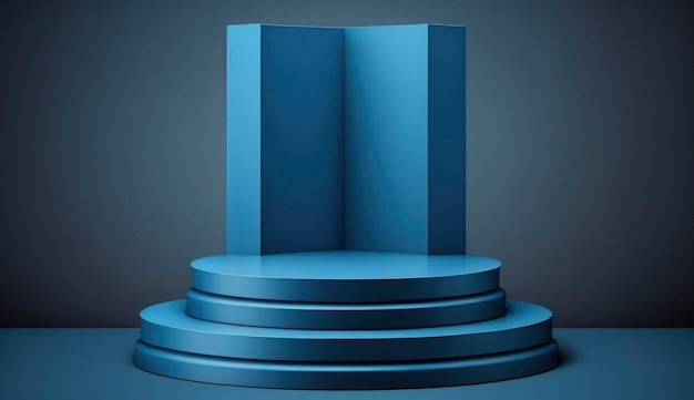 Arrière-plan d'affichage de podium bleu pour votre présentation de produit ou socle d'affichage de produit Générer Ai
