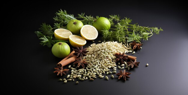 Photo arrière-plan anise étoile anise fenouil herbes sans citron