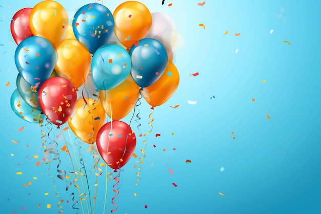 Arrière-plan d'anniversaire avec des ballons et des confettis carte d'aniversaire ou conception d'invitation