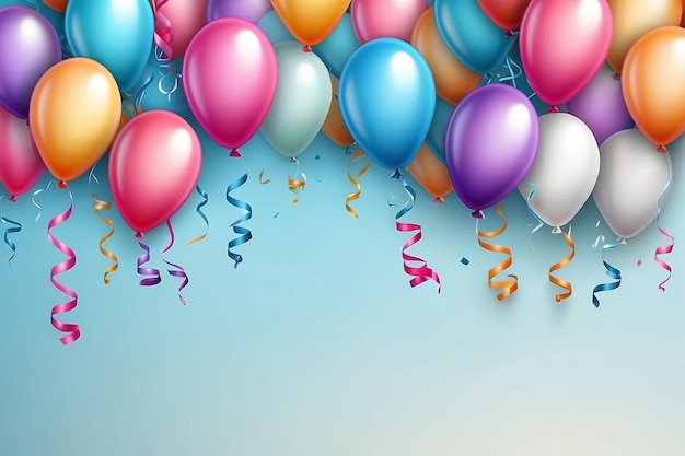 Arrière-plan d'anniversaire avec des ballons réalistes