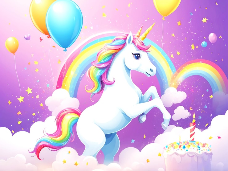 Photo un arrière-plan d'anniversaire avec un thème magique de licorne